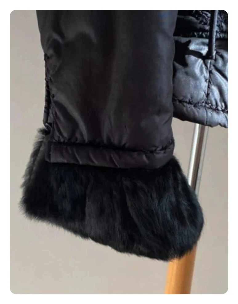 Casaco List Vestido longo de pelúcia preta Tamanho 46 (Italiano) – photo 5